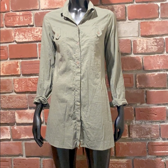 XXS Shirt Dress - Army Green - Picture 1 of 1
